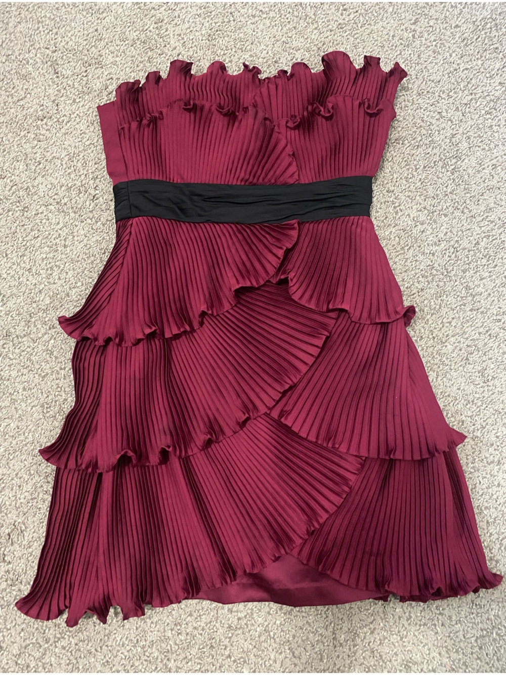 Anthropologie Max & Cleo Pleated Belted Red Pink Valentines Cocktail Dress 8
